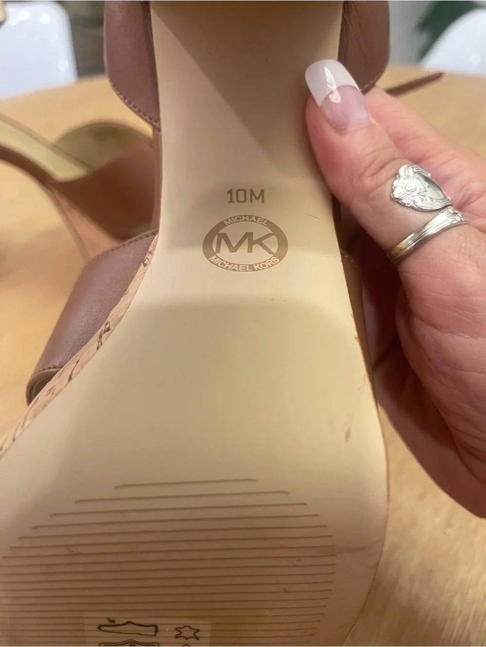 Michael Kors Odette Leather Platform Heels Luggage Brown 10M NEW